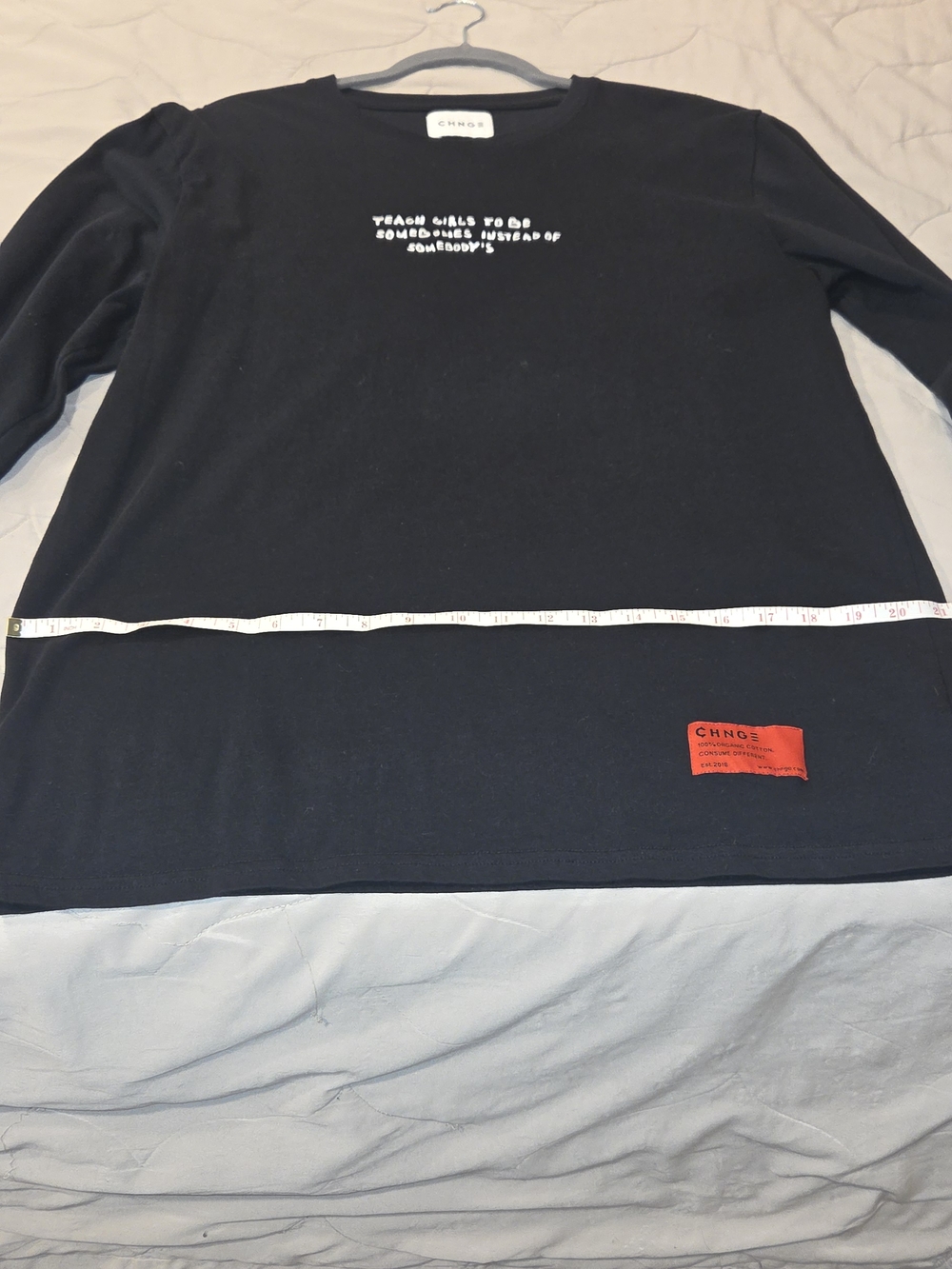 CHNGE Black Long-Sleeve Graphic Crewneck with Red Patch